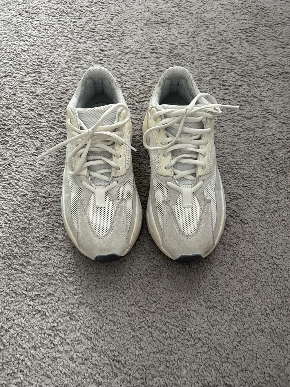 Yeezy Wave Runners Neutral Cream Mesh & Suede Sneakers